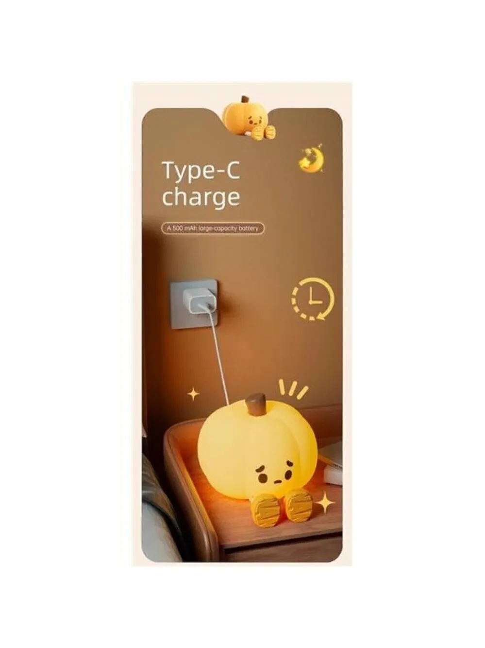 Pumpkin Night Light Halloween LED Silicone Squishy Dimmable Rechargeable Kids